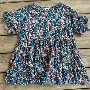 Haptics (Pretty as a peach) Floral Patterned baby doll top size S